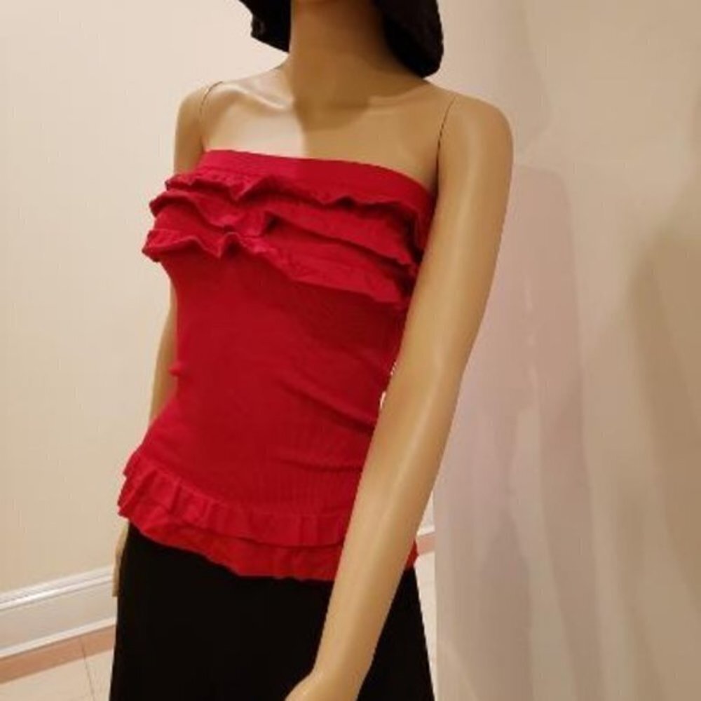 Stretchable Red Tank Top With - Picture 2 of 6